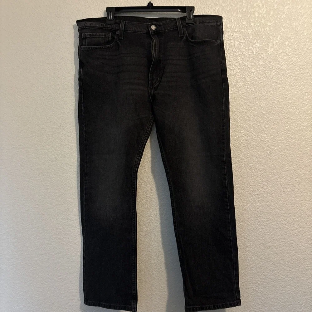 Levis 513 Slim Straight Jeans Men's 38x30 Washed Black Denim Pants